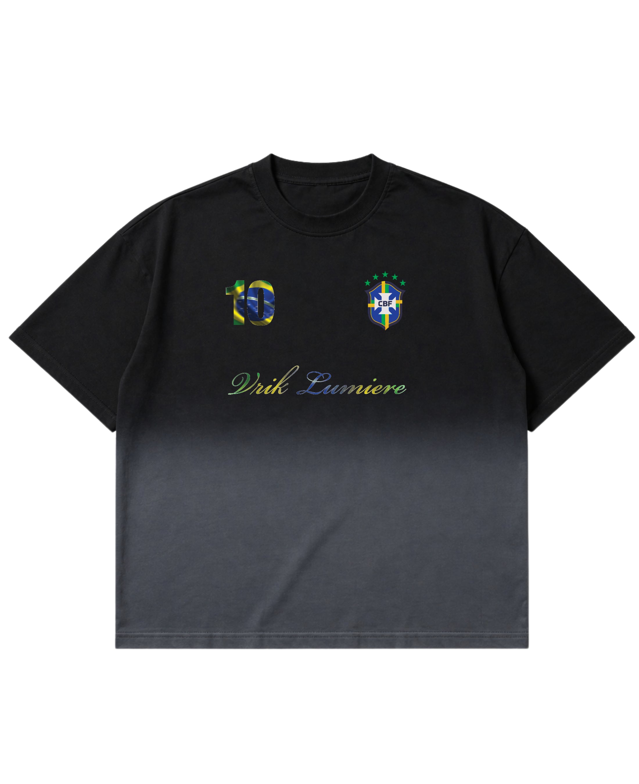 Black Ombré Wash Boxy Fit T-shirt Front Design