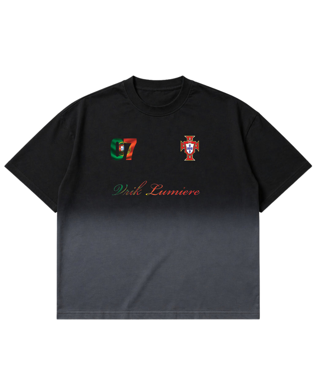 Black Ombré Wash Boxy Fit T-shirt Front Design