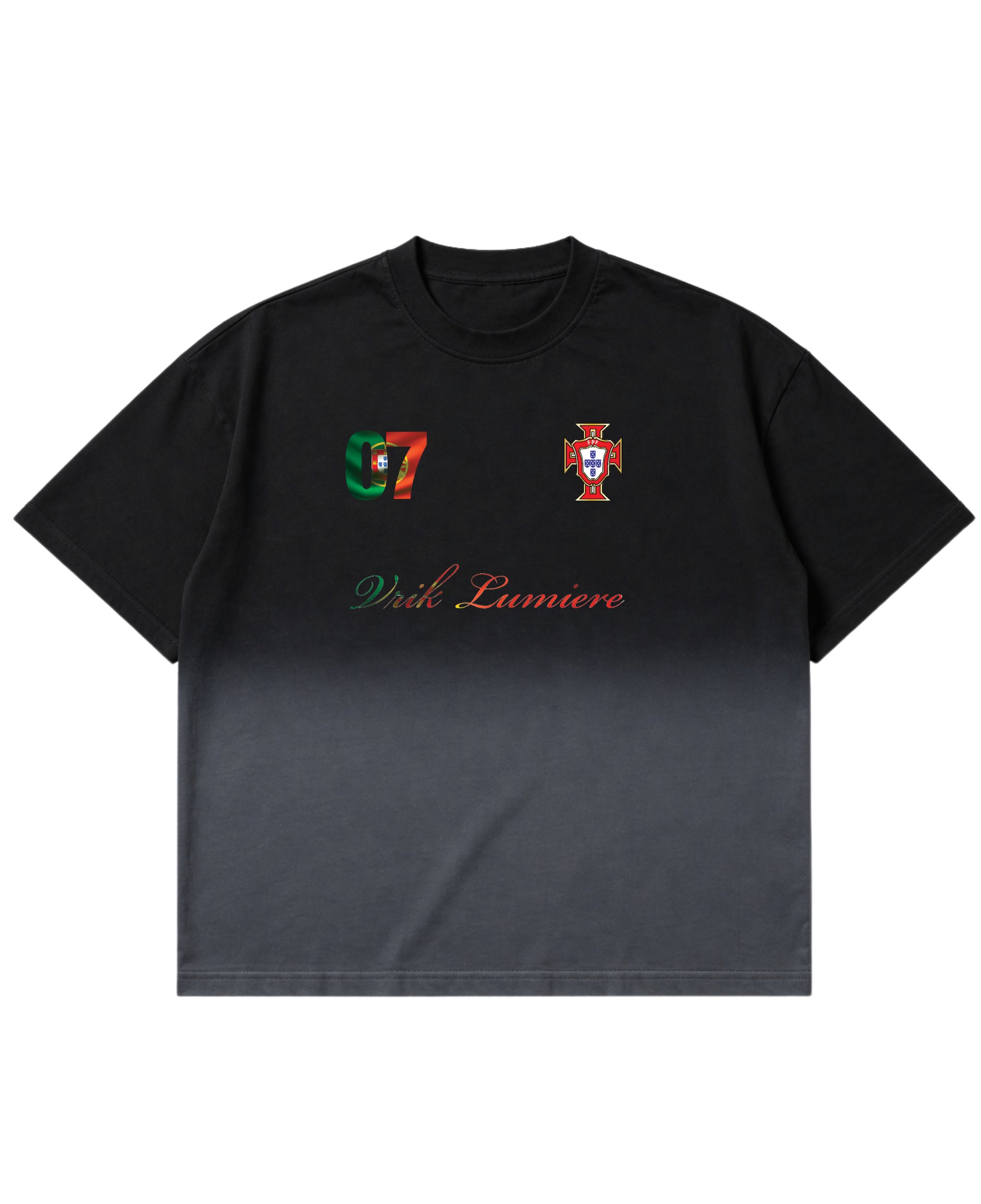 Black Ombré Wash Boxy Fit T-shirt Front Design